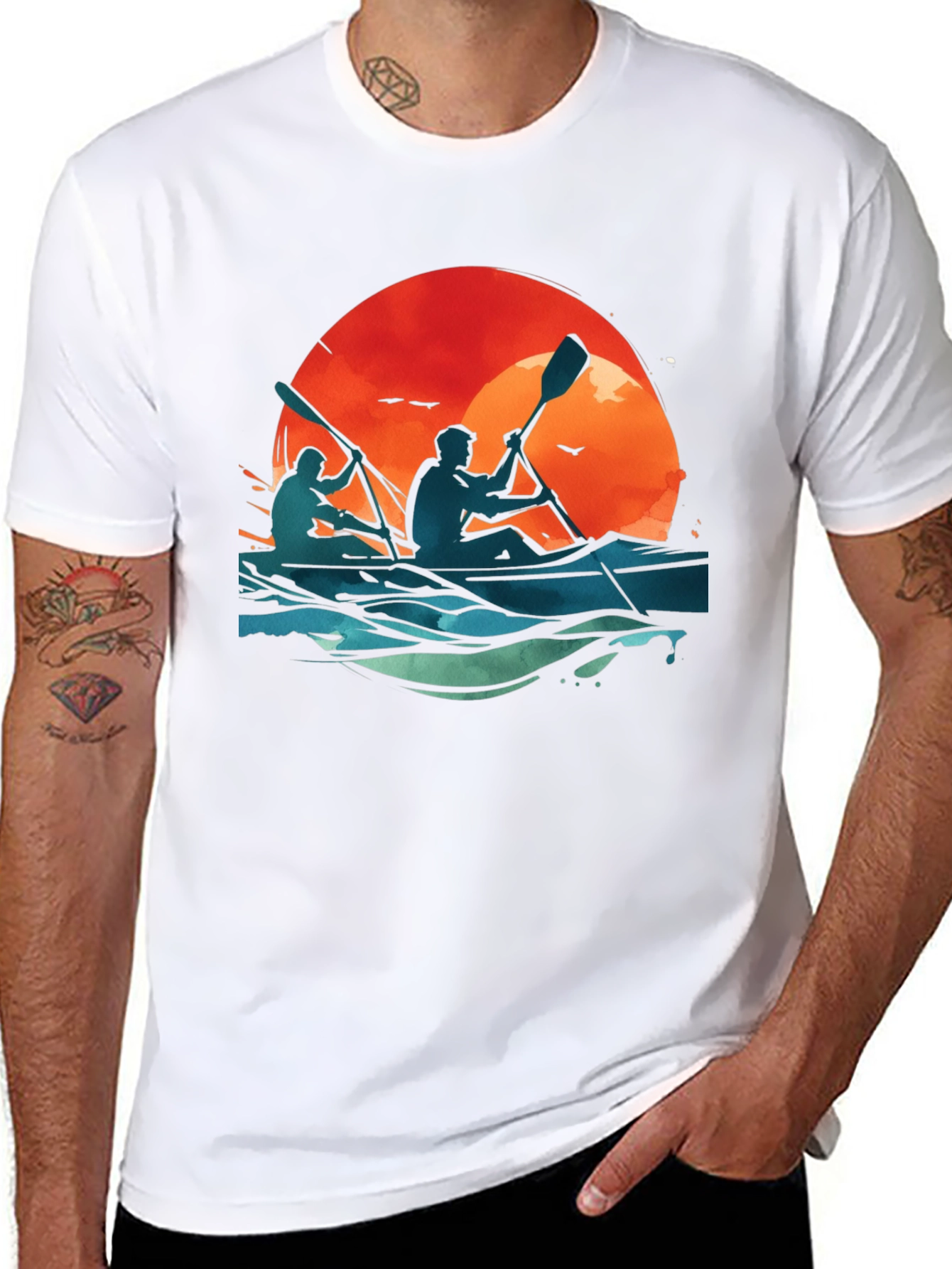 Kayaking Sunset Graphic Tee
