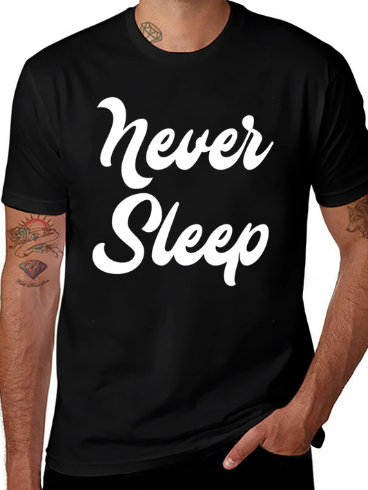 Never Sleep Graphic Tee - Black Crew Neck T-Shirt