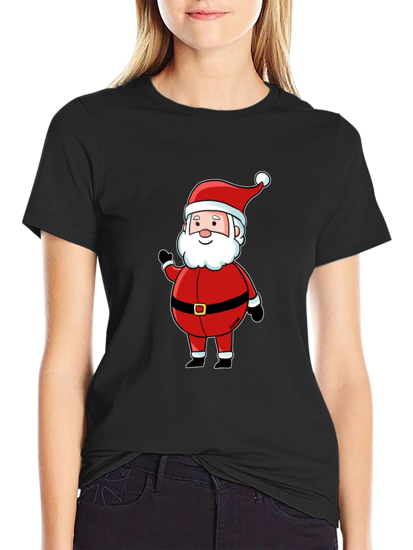 Santa Claus Graphic Black T-Shirt
