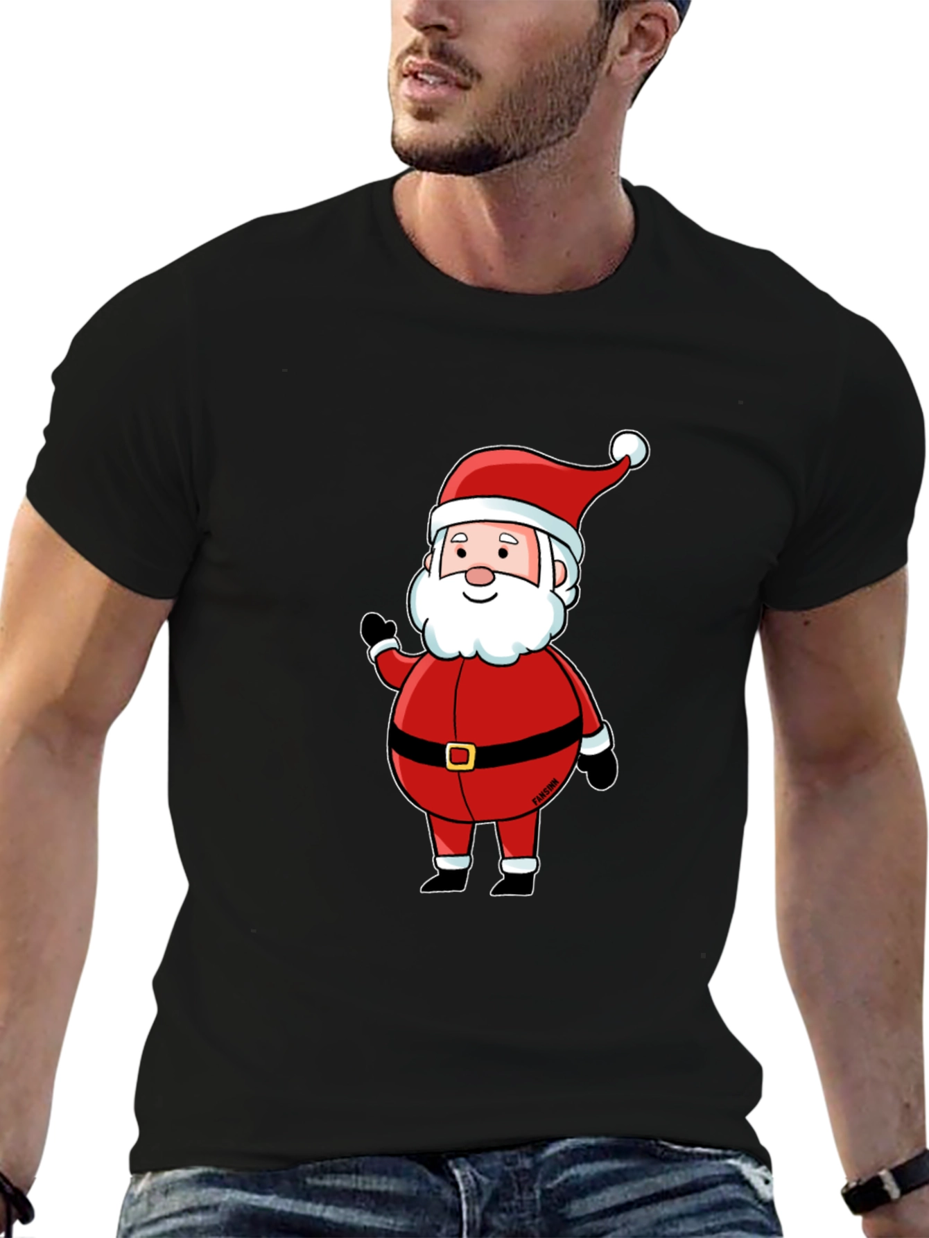 Santa Claus Graphic Black T-Shirt