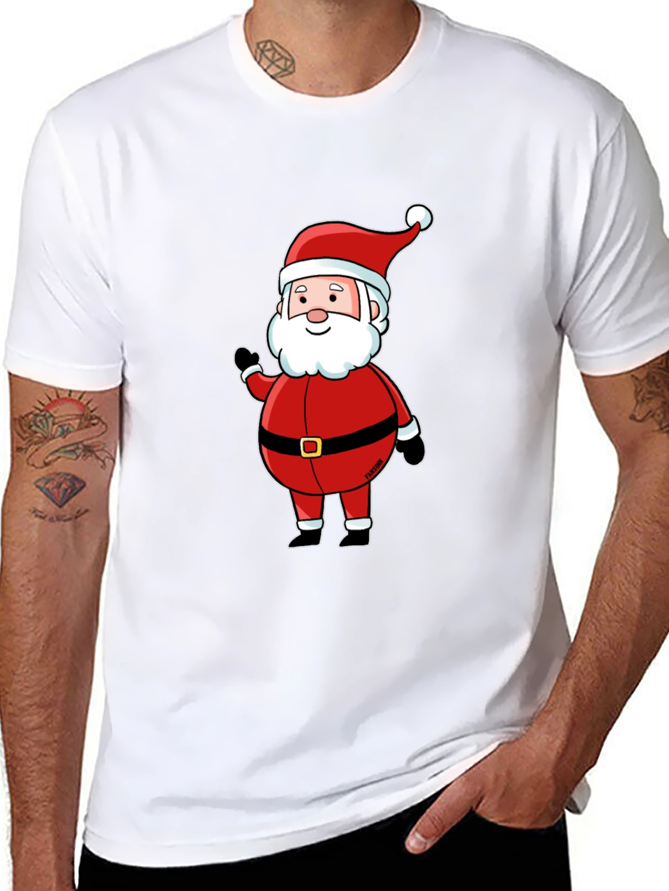 Santa Claus Graphic Black T-Shirt