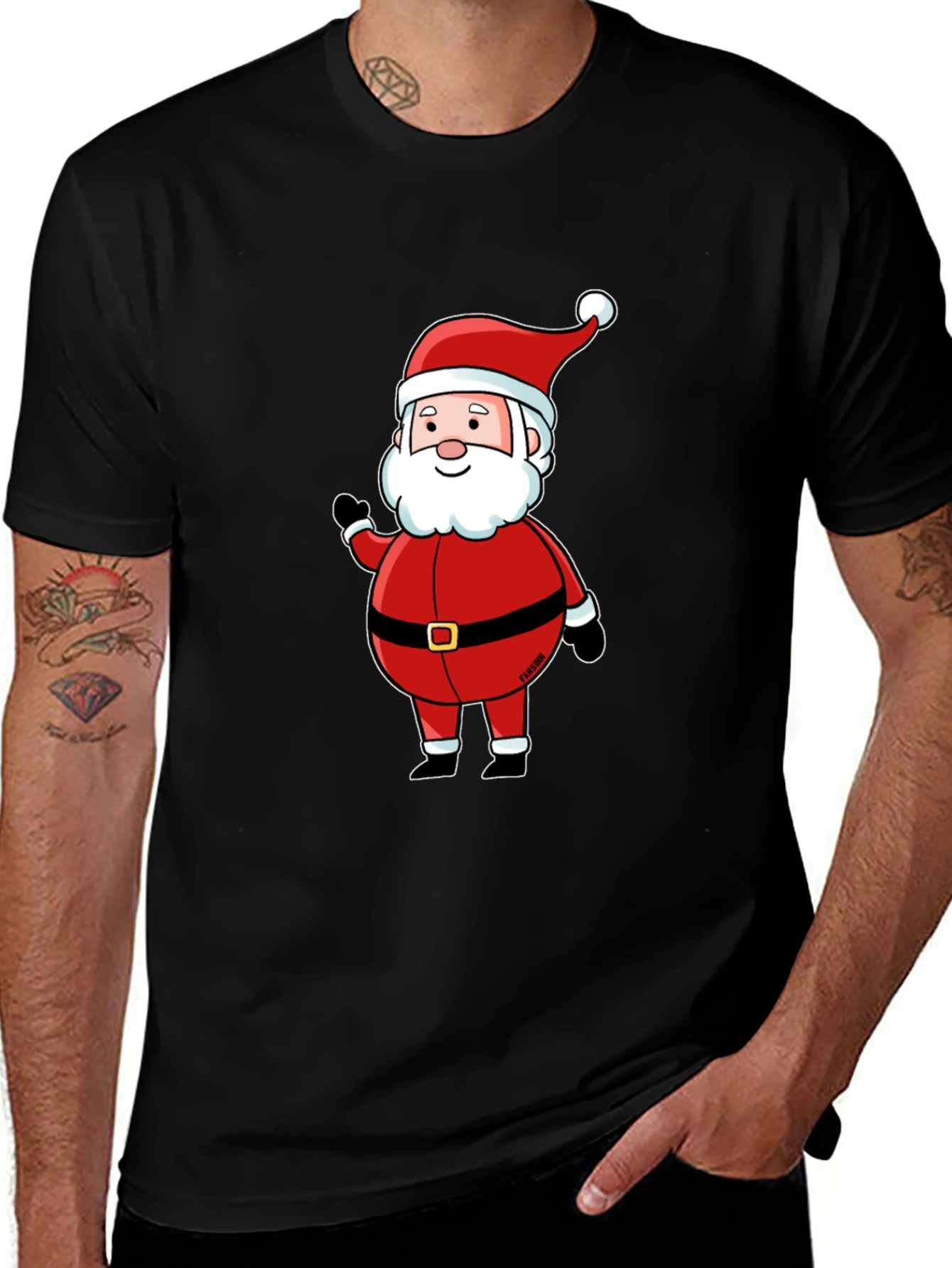 Santa Claus Graphic Black T-Shirt