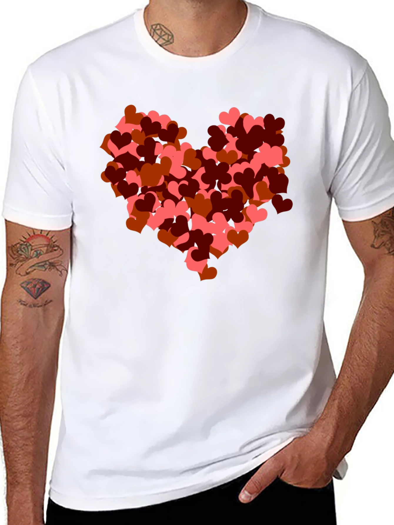 Heart Cluster Graphic Black T-Shirt