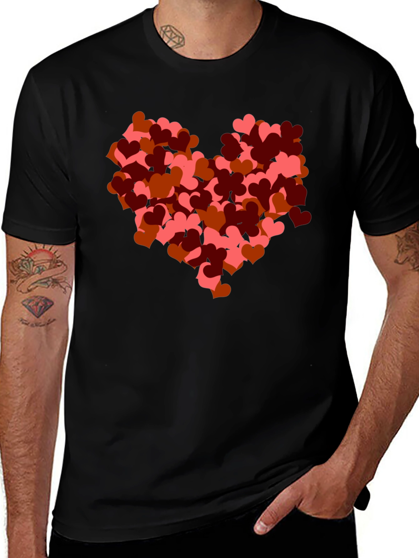 Heart Cluster Graphic Black T-Shirt