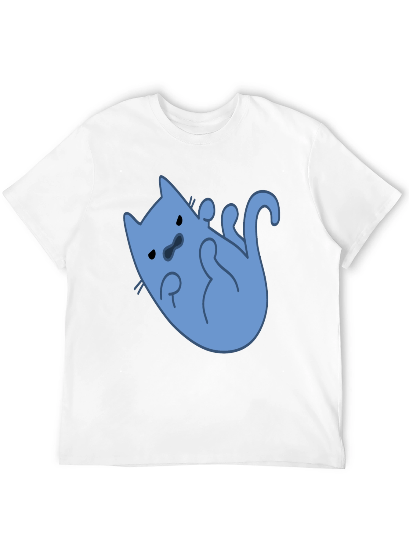 Funny Blue Cat T-Shirt - Black Cotton Tee