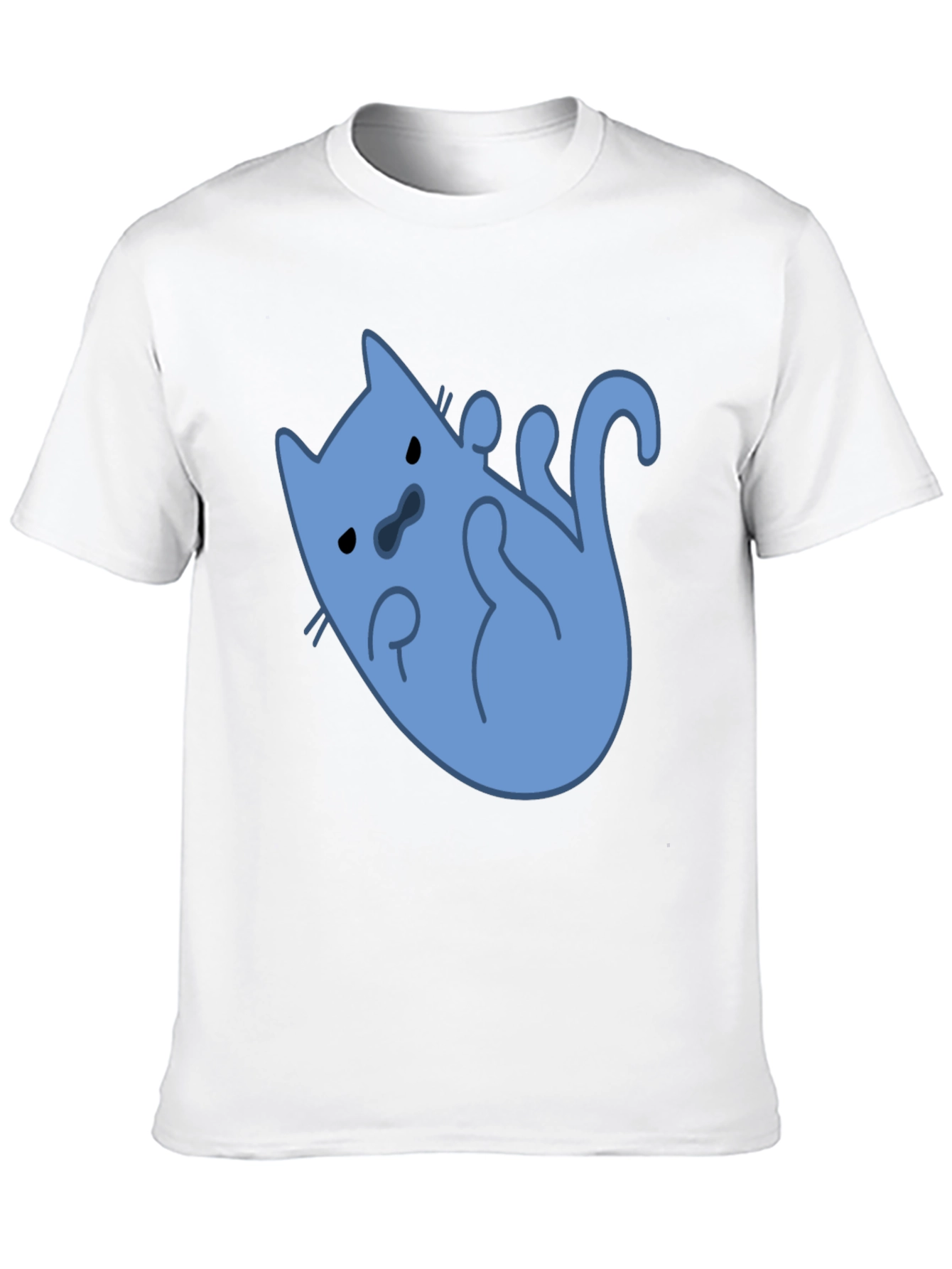 Funny Blue Cat T-Shirt - Black Cotton Tee