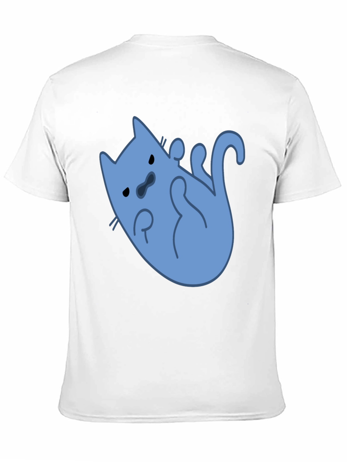 Funny Blue Cat T-Shirt - Black Cotton Tee