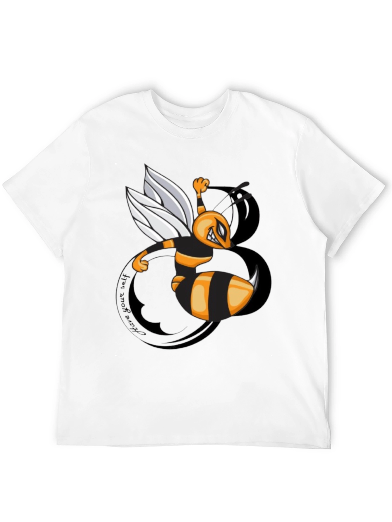 Mens Black Cartoon Bee Graphic T-Shirt