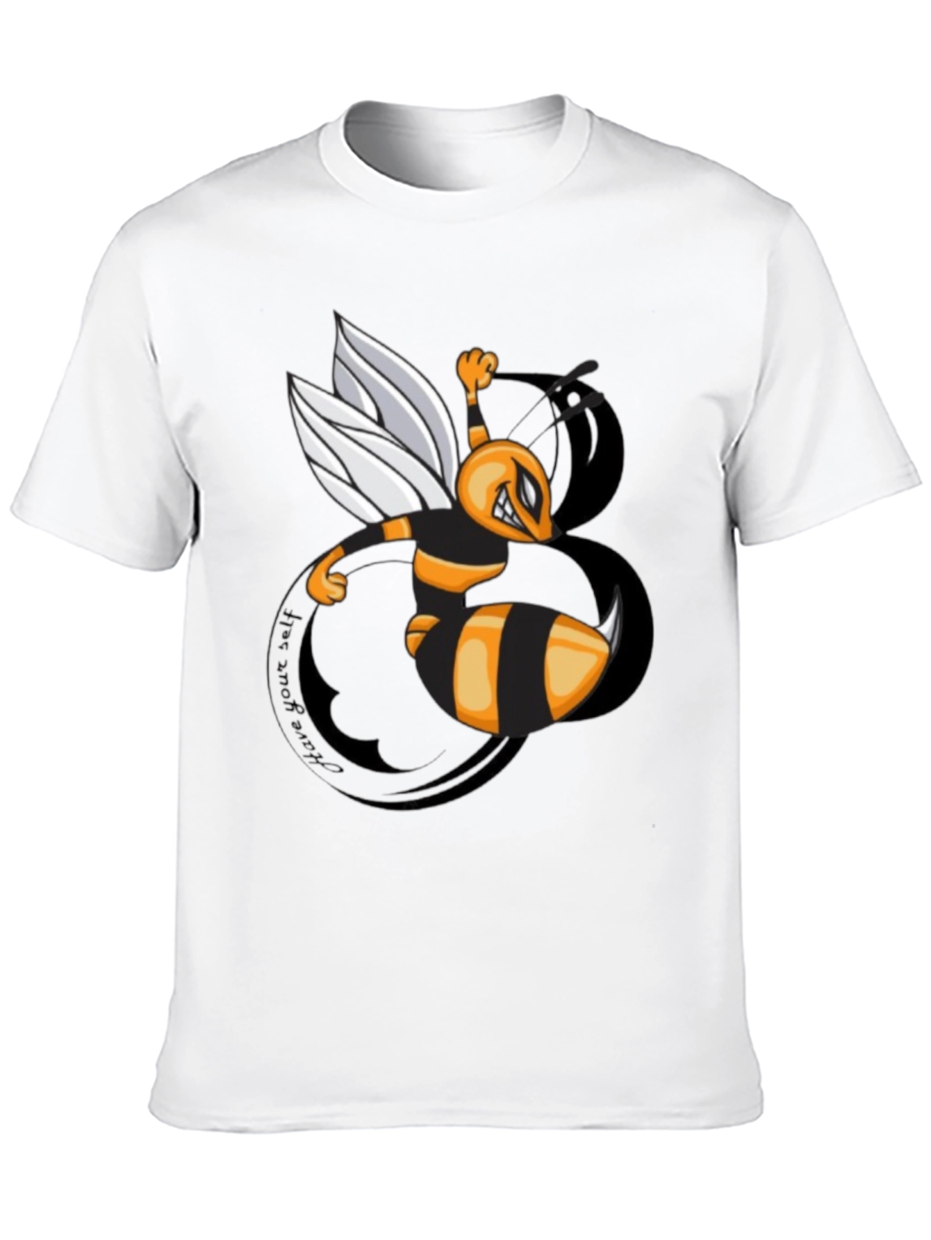 Mens Black Cartoon Bee Graphic T-Shirt