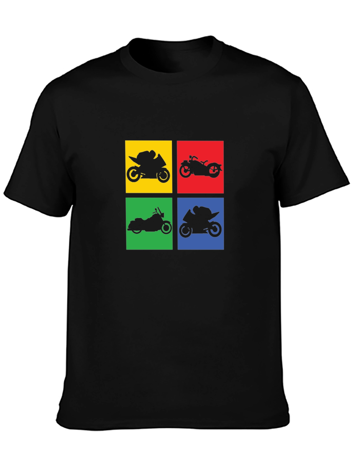 Motorcycle Silhouette Graphic T-Shirt - Black