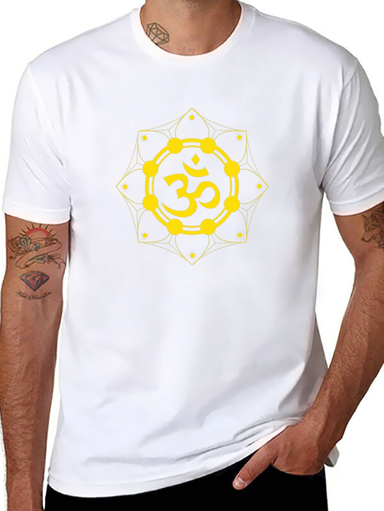 Om Symbol Graphic T-Shirt - Black Cotton Blend