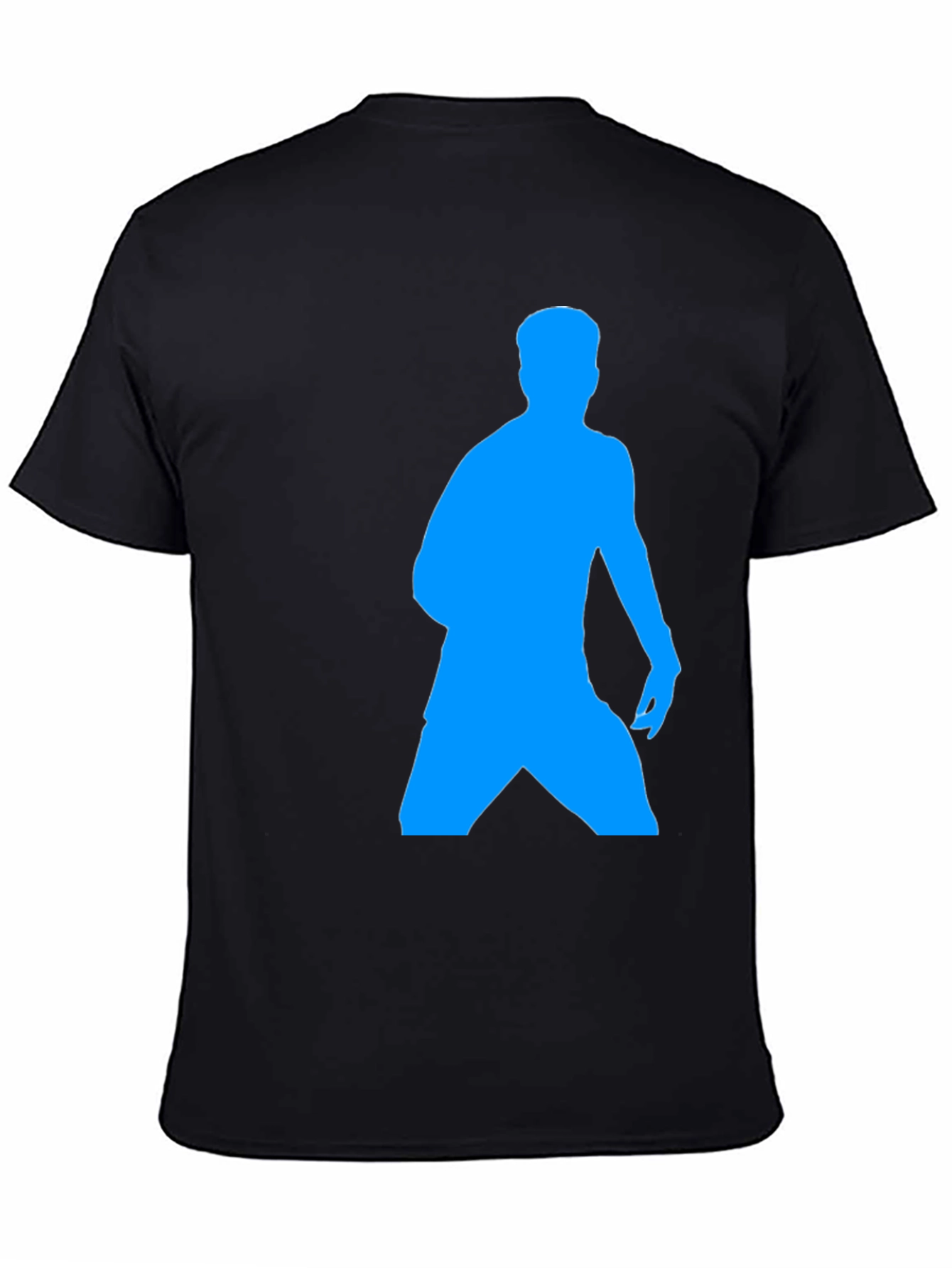 Mens Black T-Shirt with Blue Silhouette Design