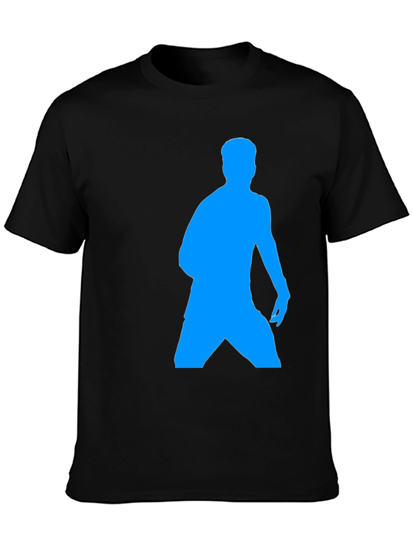 Mens Black T-Shirt with Blue Silhouette Design