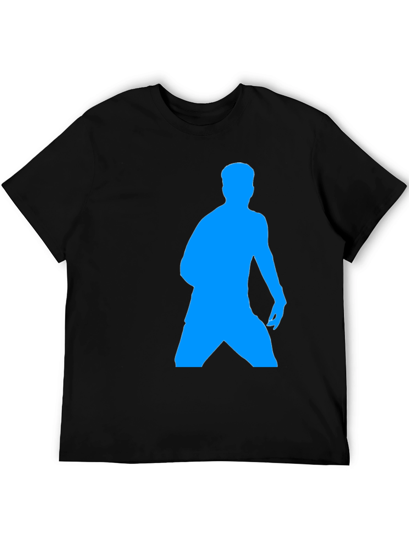 Mens Black T-Shirt with Blue Silhouette Design