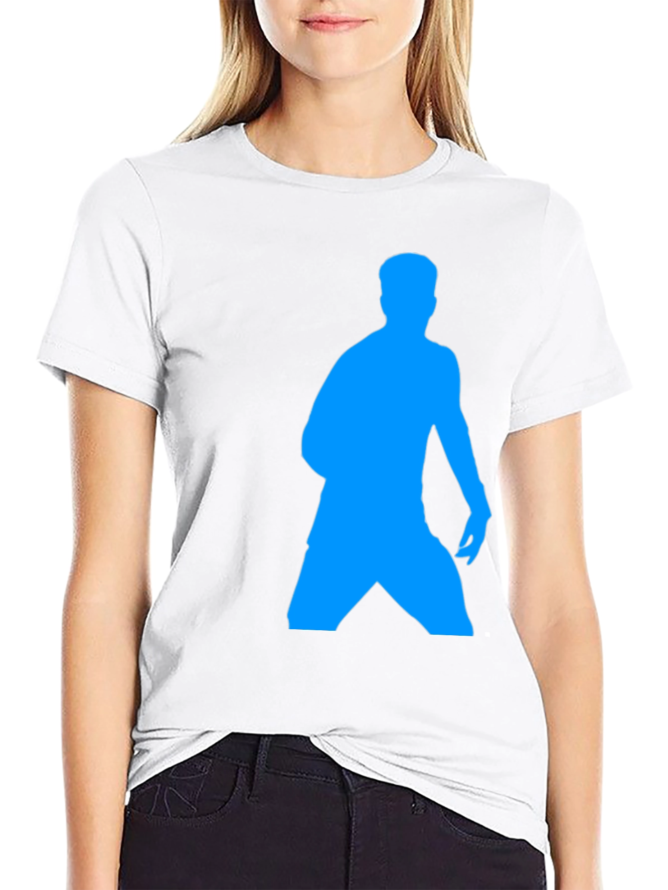 Mens Black T-Shirt with Blue Silhouette Design