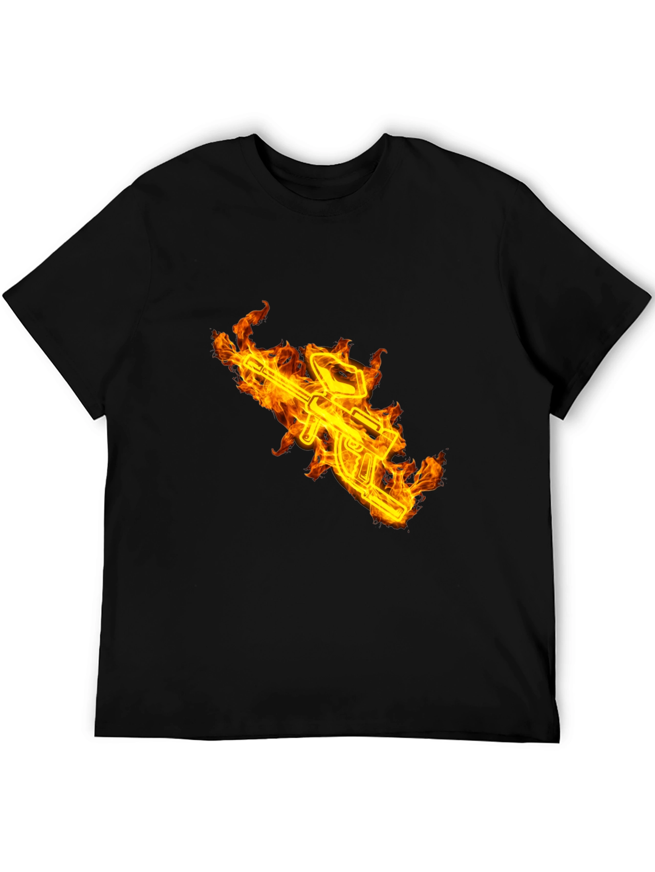 Fiery Gun Graphic Black Tee
