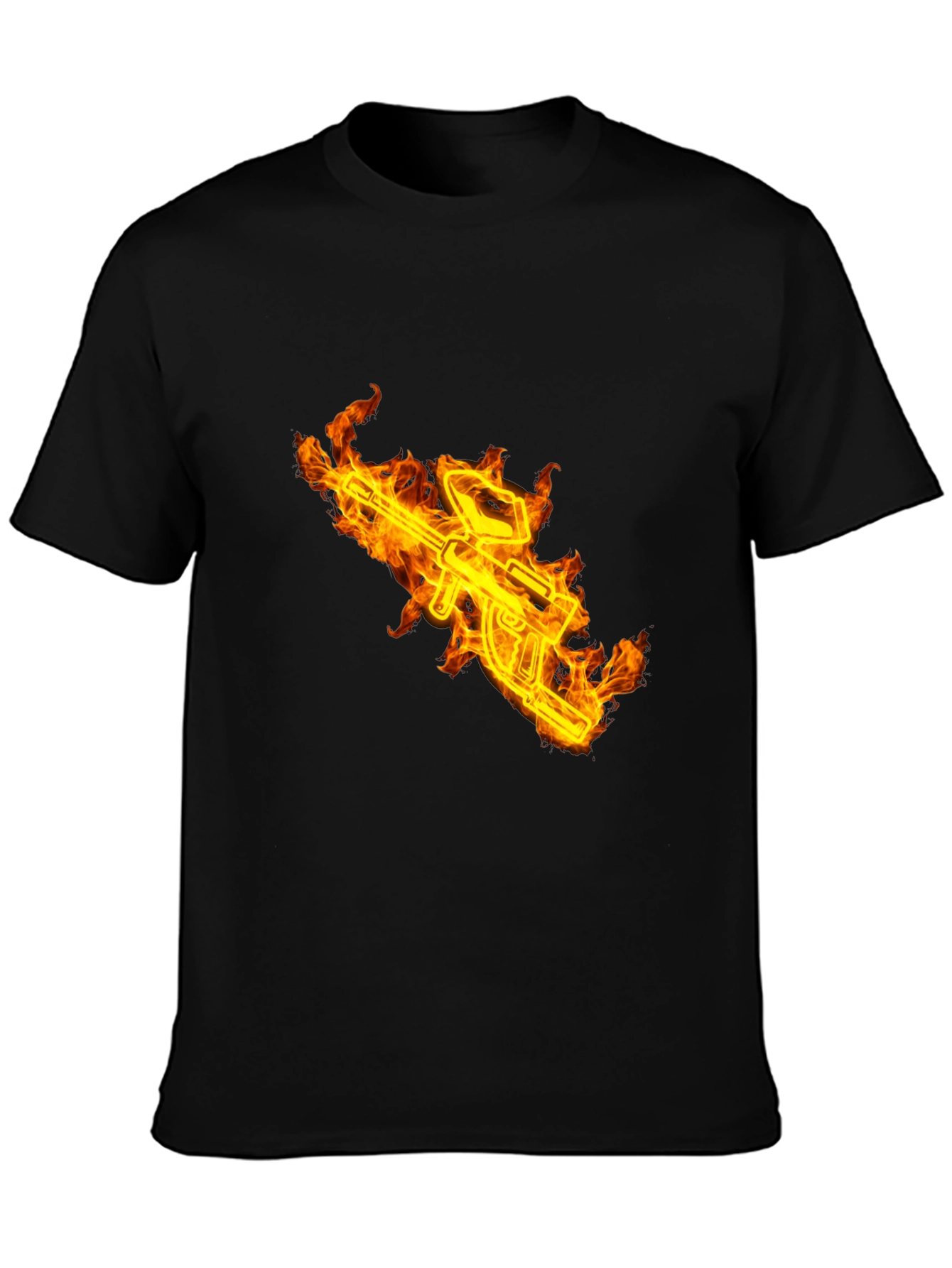 Fiery Gun Graphic Black Tee