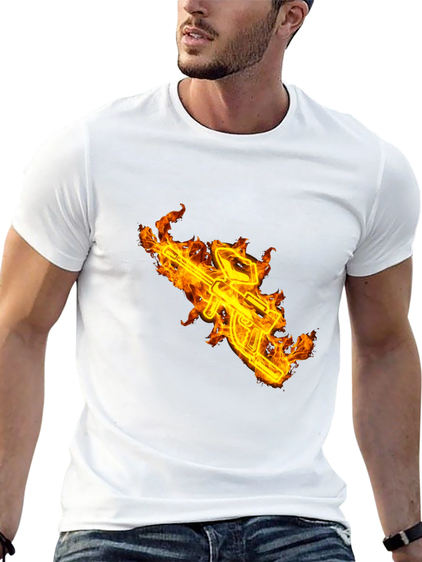 Fiery Gun Graphic Black Tee