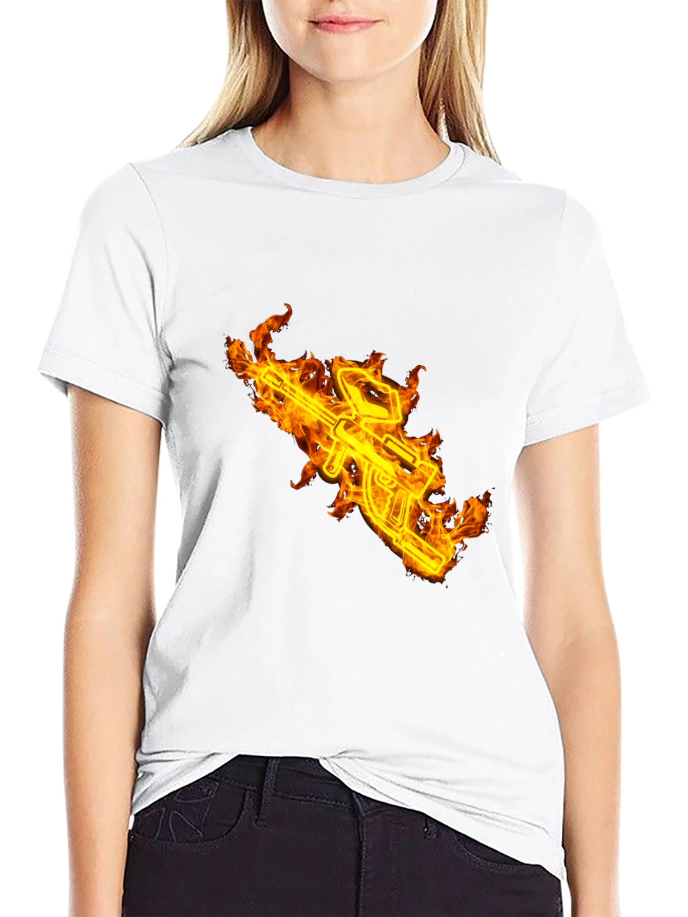 Fiery Gun Graphic Black Tee