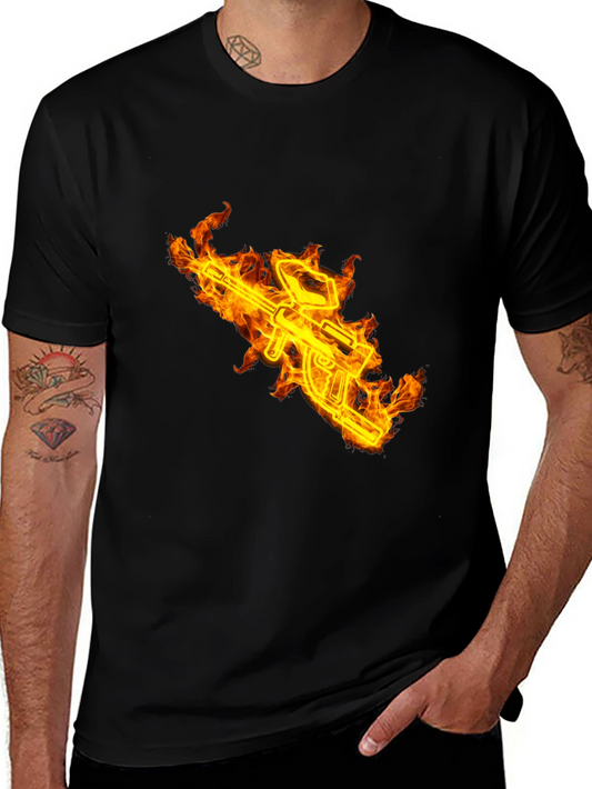 Fiery Gun Graphic Black Tee