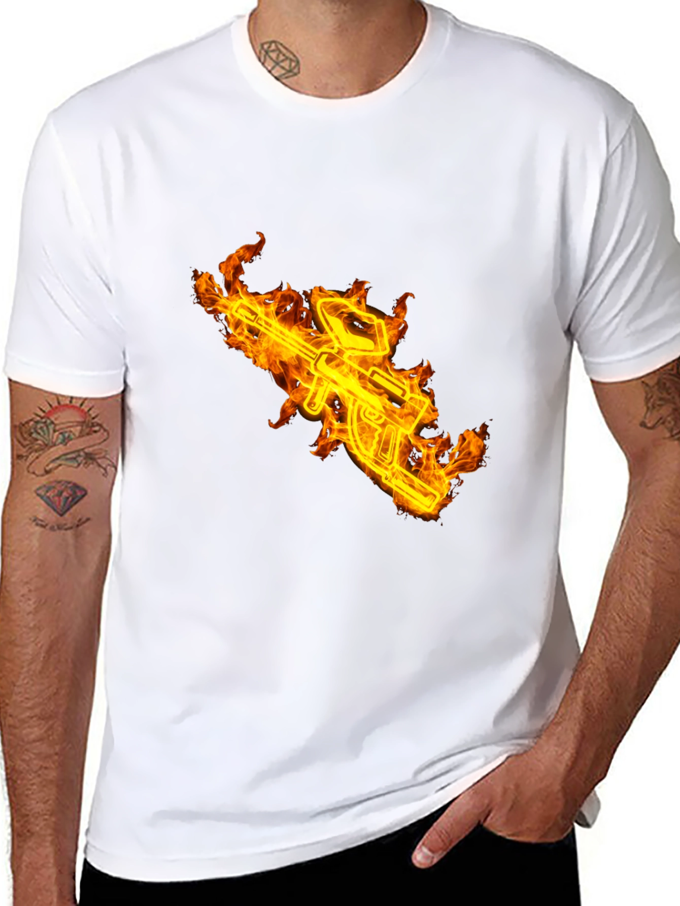 Fiery Gun Graphic Black Tee