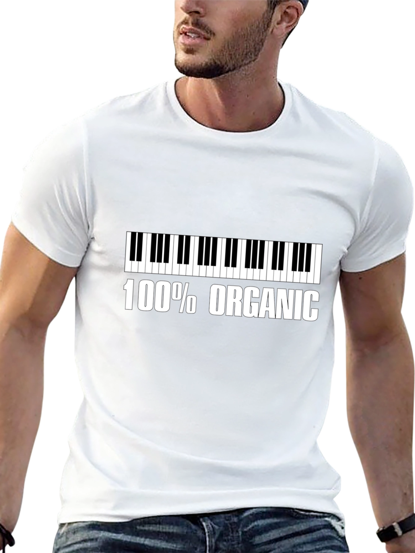100% Organic Piano Keyboard T-Shirt