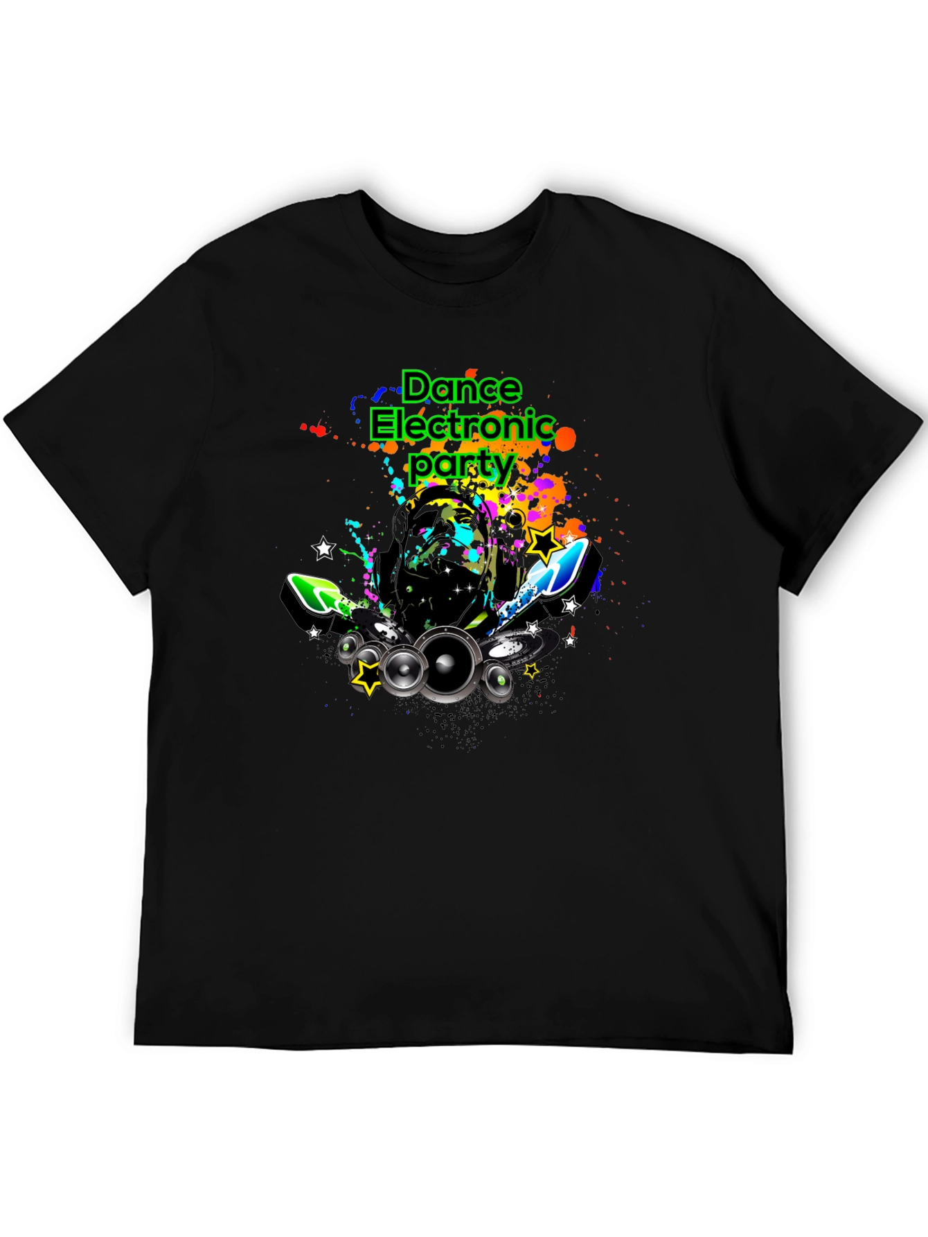 Dance Electronic Party Graphic Tee - Black T-Shirt
