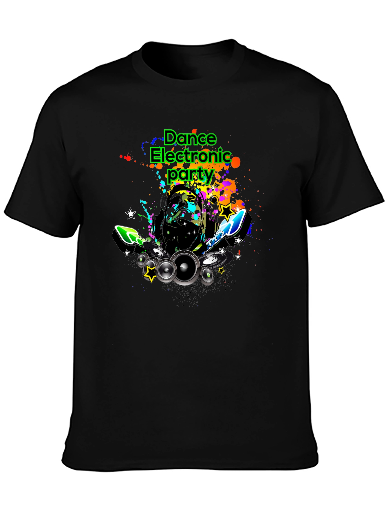 Dance Electronic Party Graphic Tee - Black T-Shirt