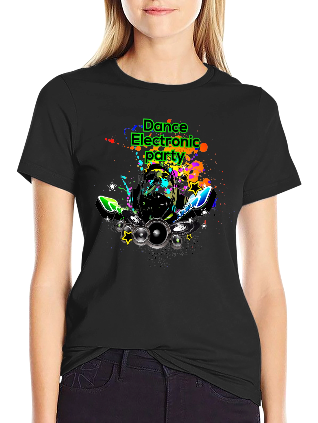 Dance Electronic Party Graphic Tee - Black T-Shirt