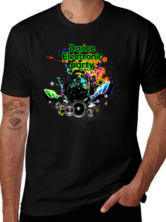 Dance Electronic Party Graphic Tee - Black T-Shirt