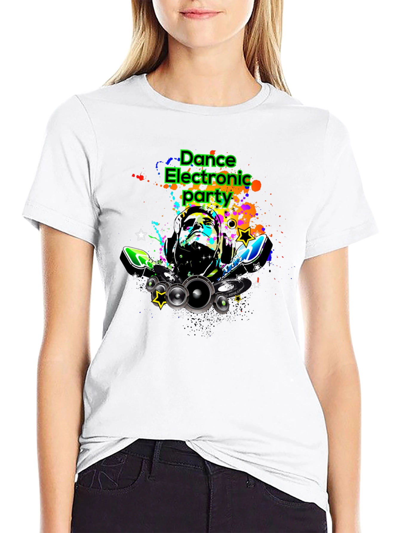 Dance Electronic Party Graphic Tee - Black T-Shirt