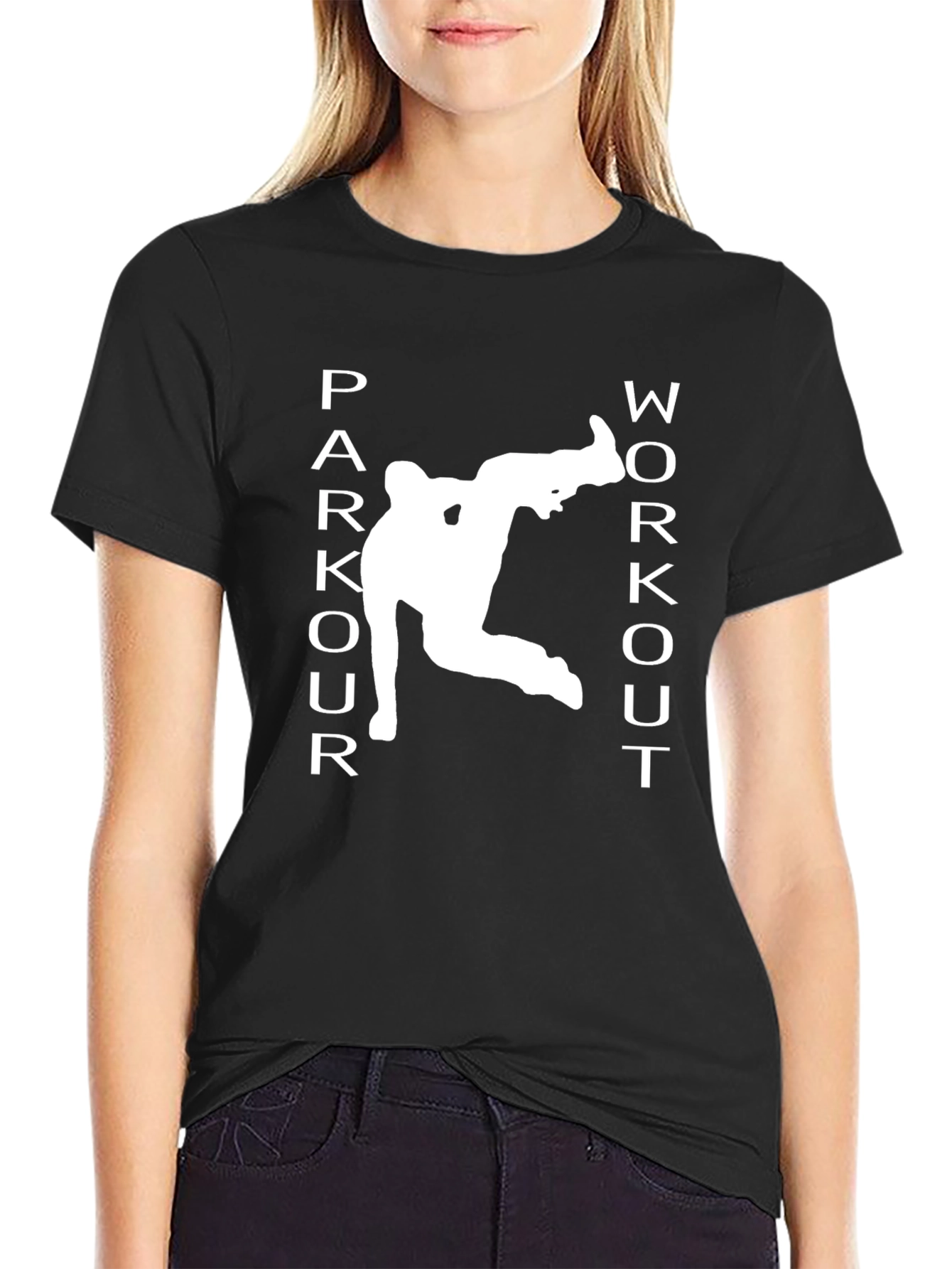 Parkour Workout Graphic Tee - Black Athletic T-Shirt