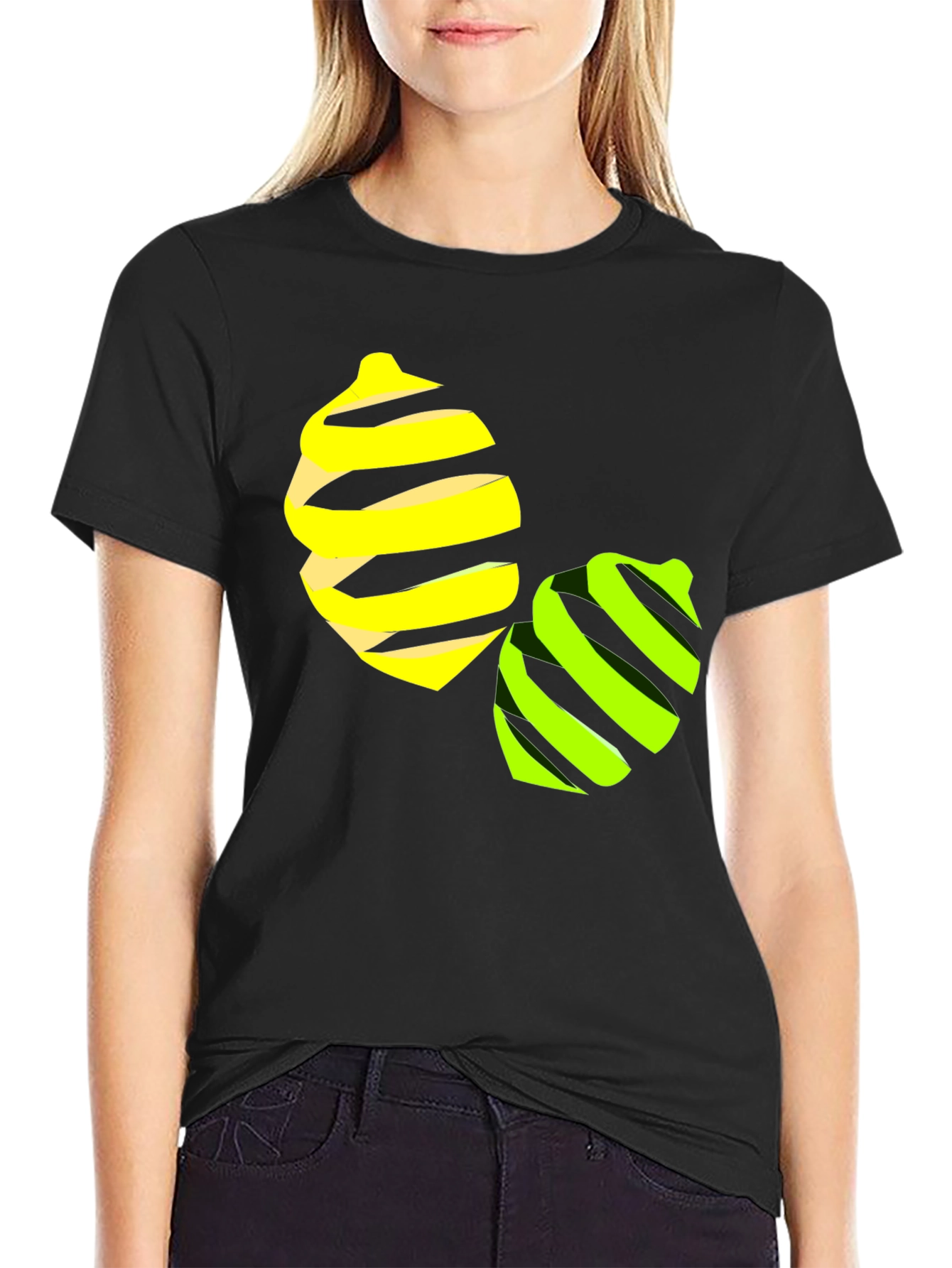 Trendy Lemon Twist Graphic Tee - Stylish Black T-Shirt