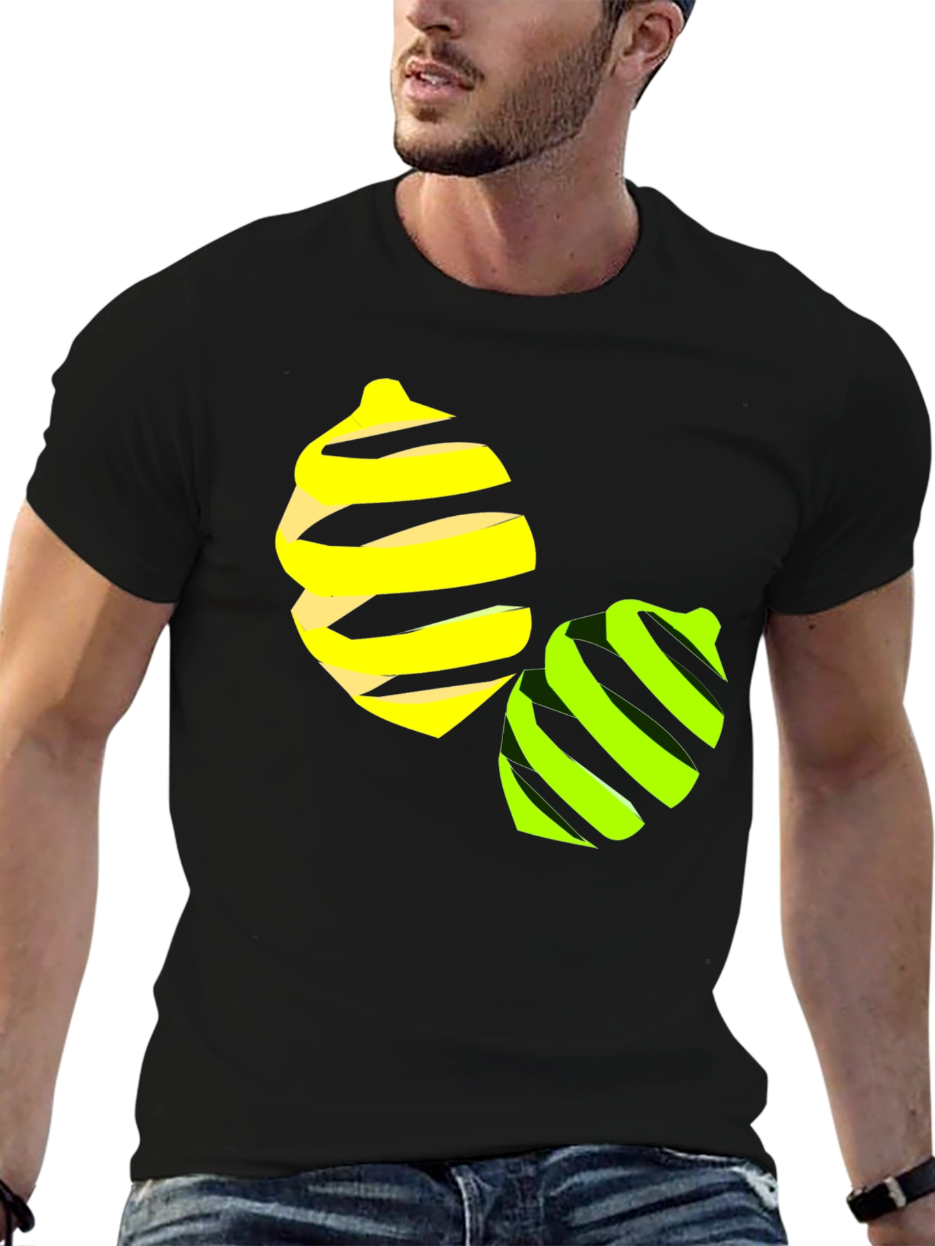 Trendy Lemon Twist Graphic Tee - Stylish Black T-Shirt
