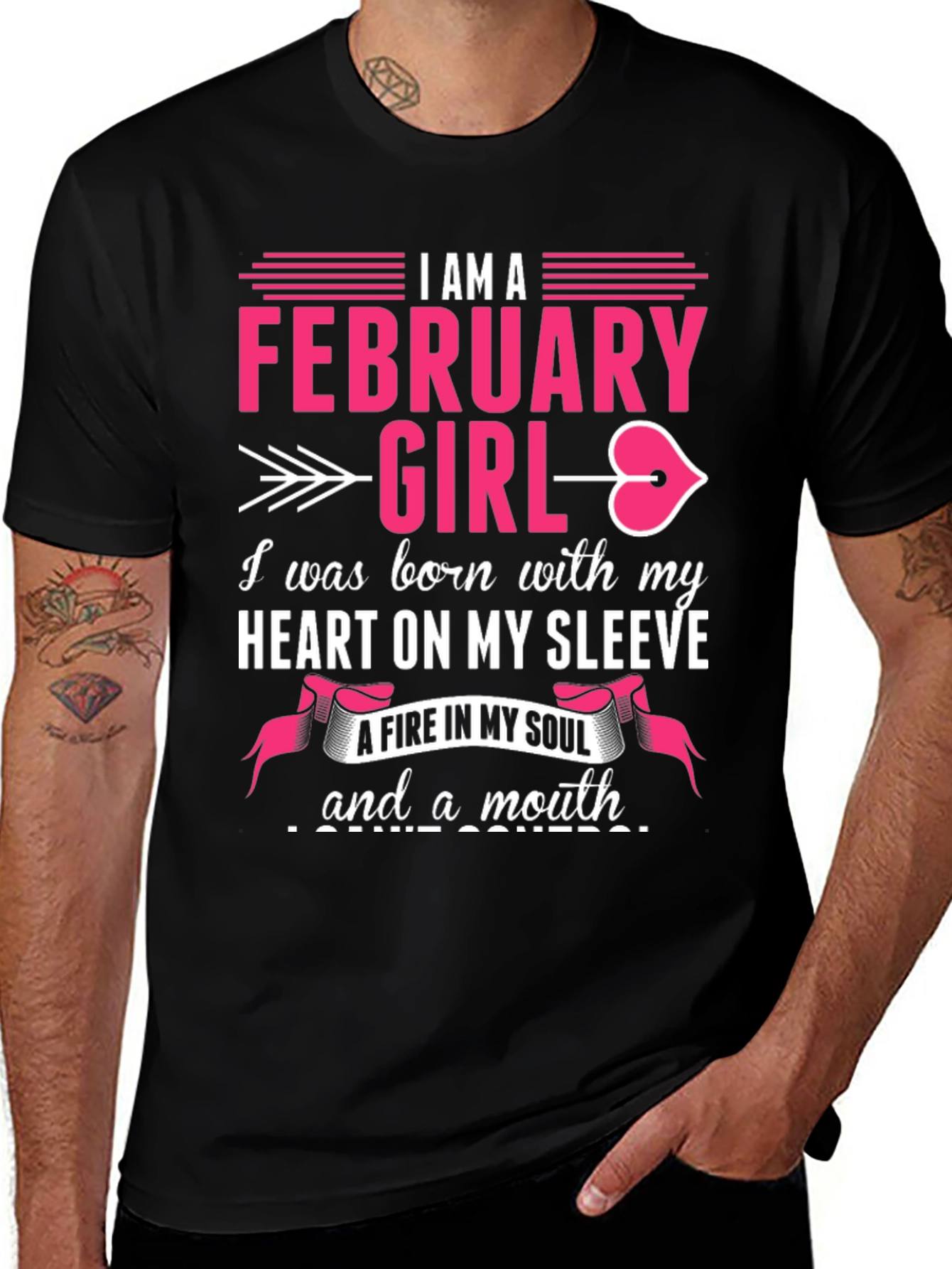 February Girl T-Shirt: Heart on Sleeve Fire in Soul