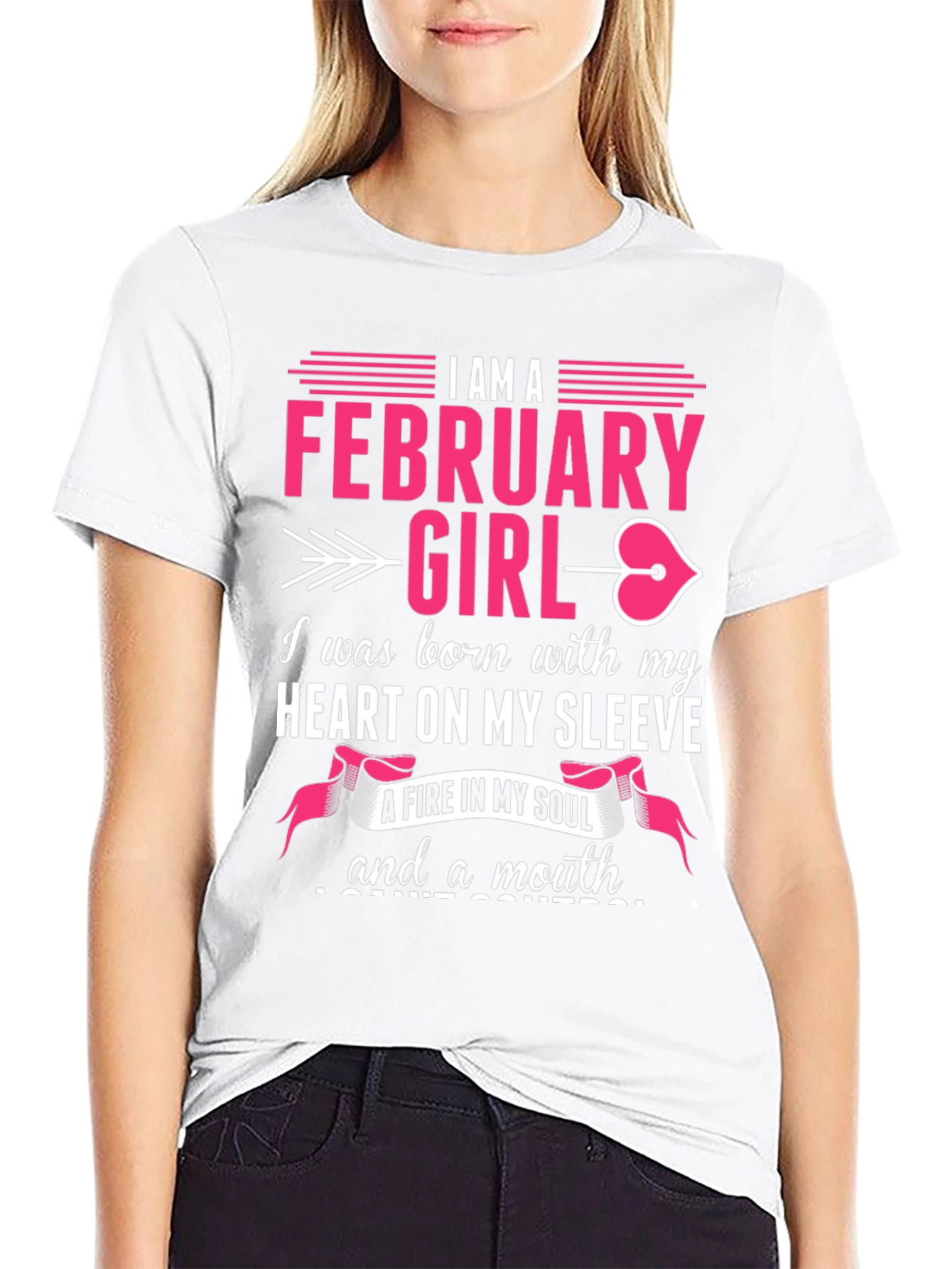 February Girl T-Shirt: Heart on Sleeve Fire in Soul