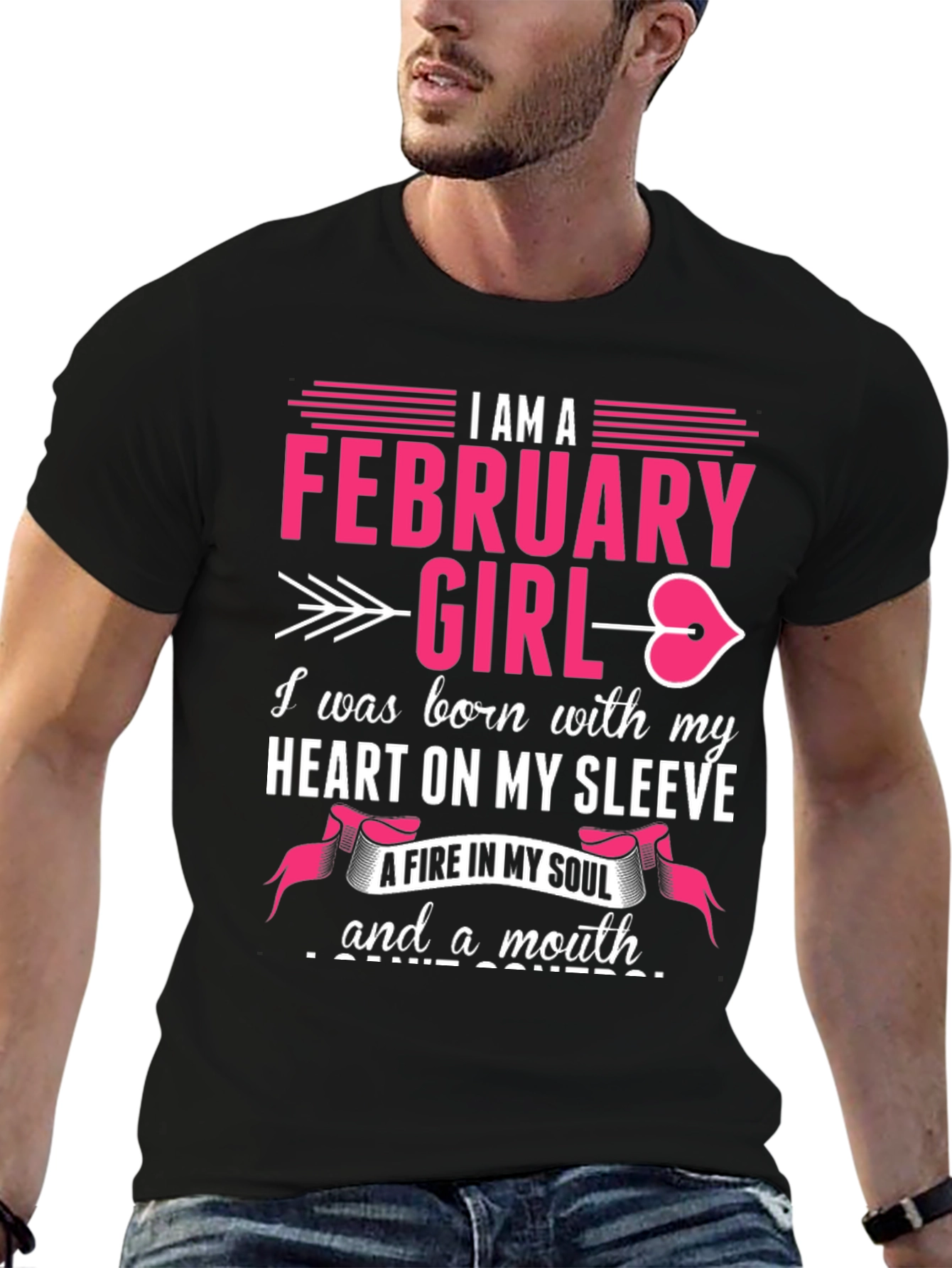 February Girl T-Shirt: Heart on Sleeve Fire in Soul
