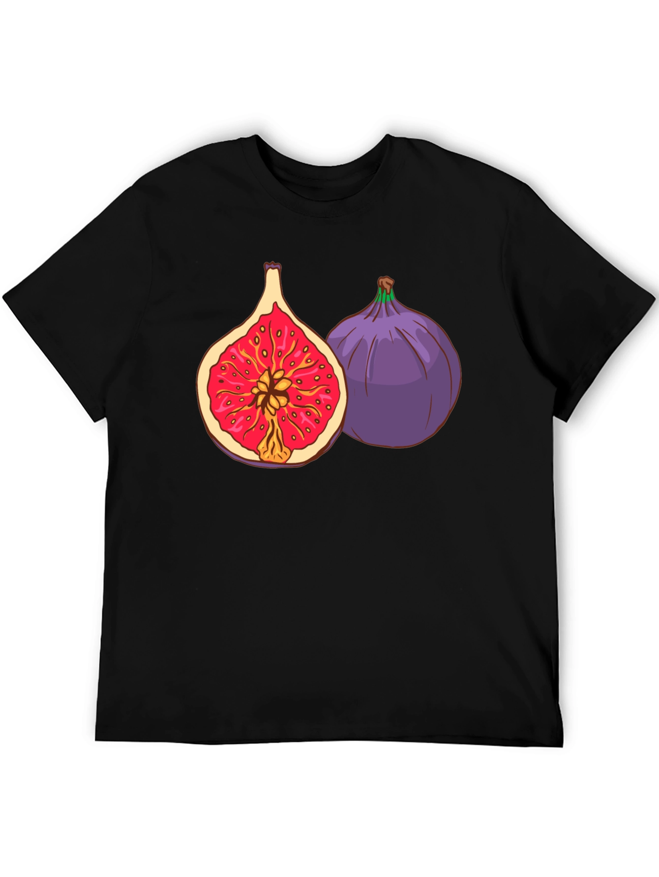 Fig Fruit Graphic Black T-Shirt