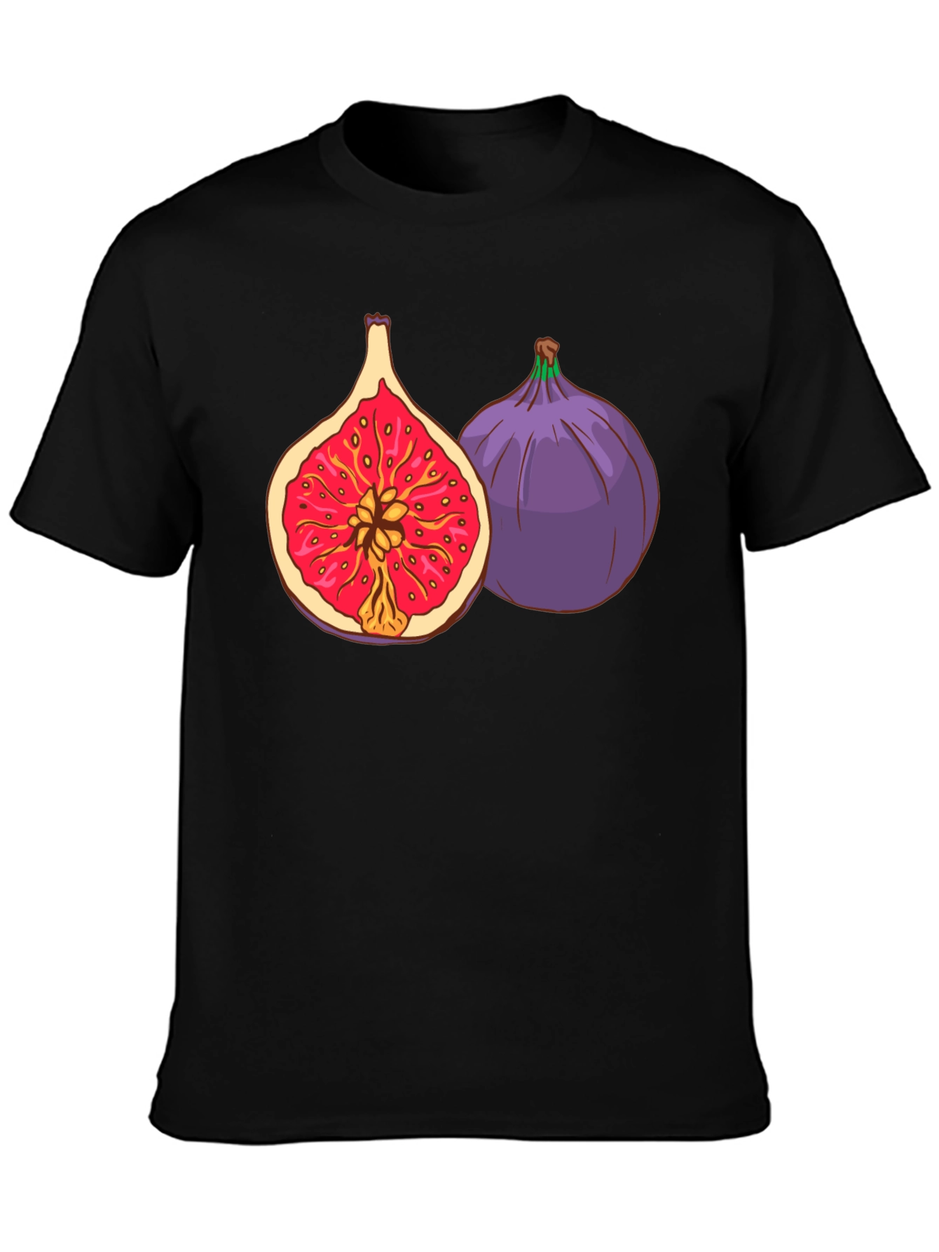 Fig Fruit Graphic Black T-Shirt