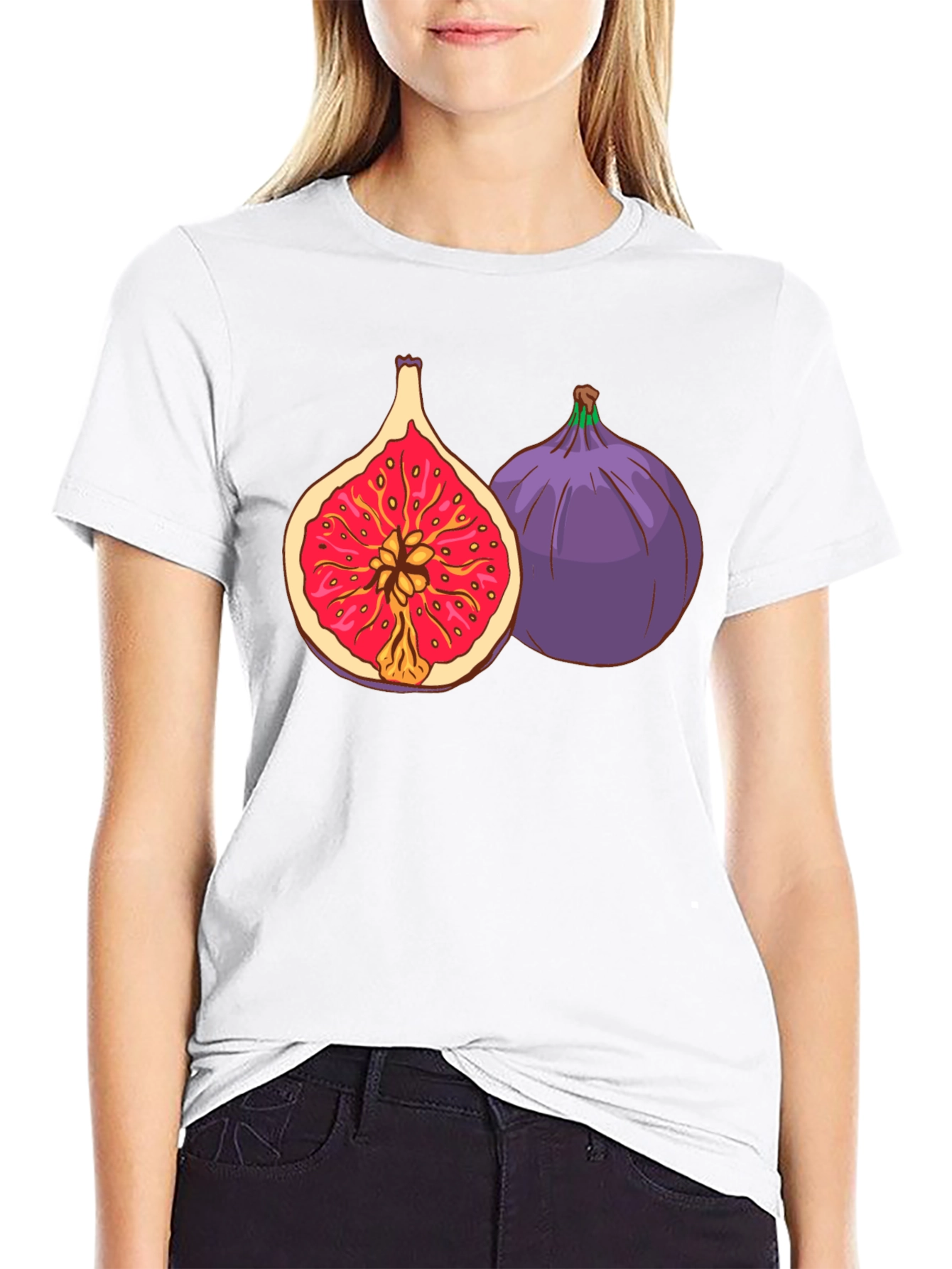 Fig Fruit Graphic Black T-Shirt