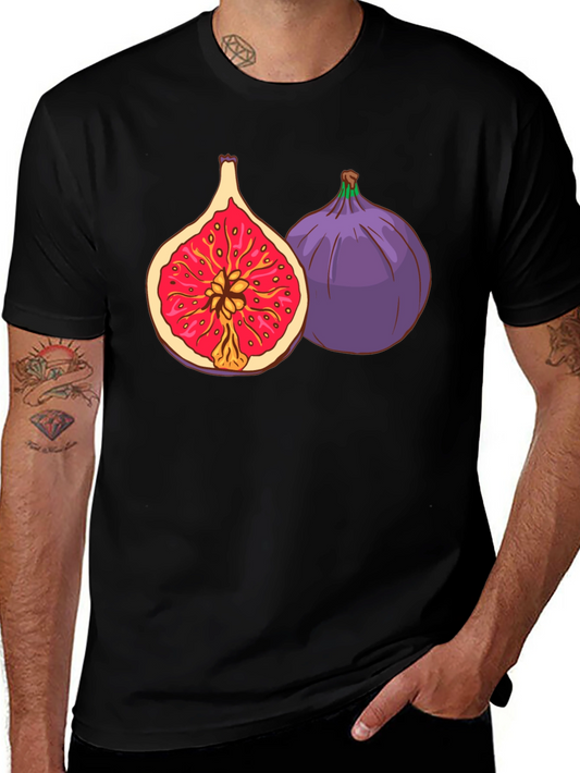 Fig Fruit Graphic Black T-Shirt