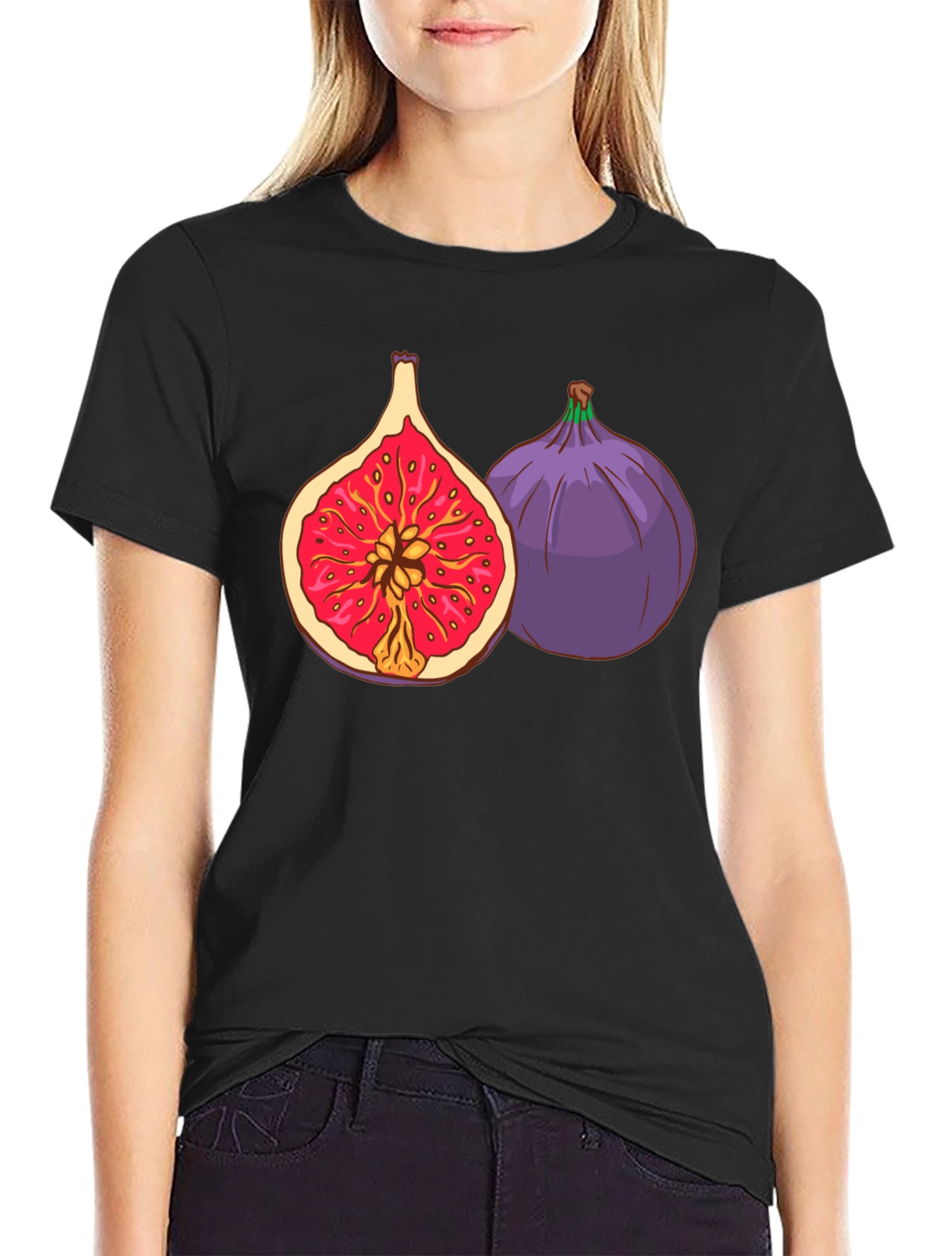 Fig Fruit Graphic Black T-Shirt