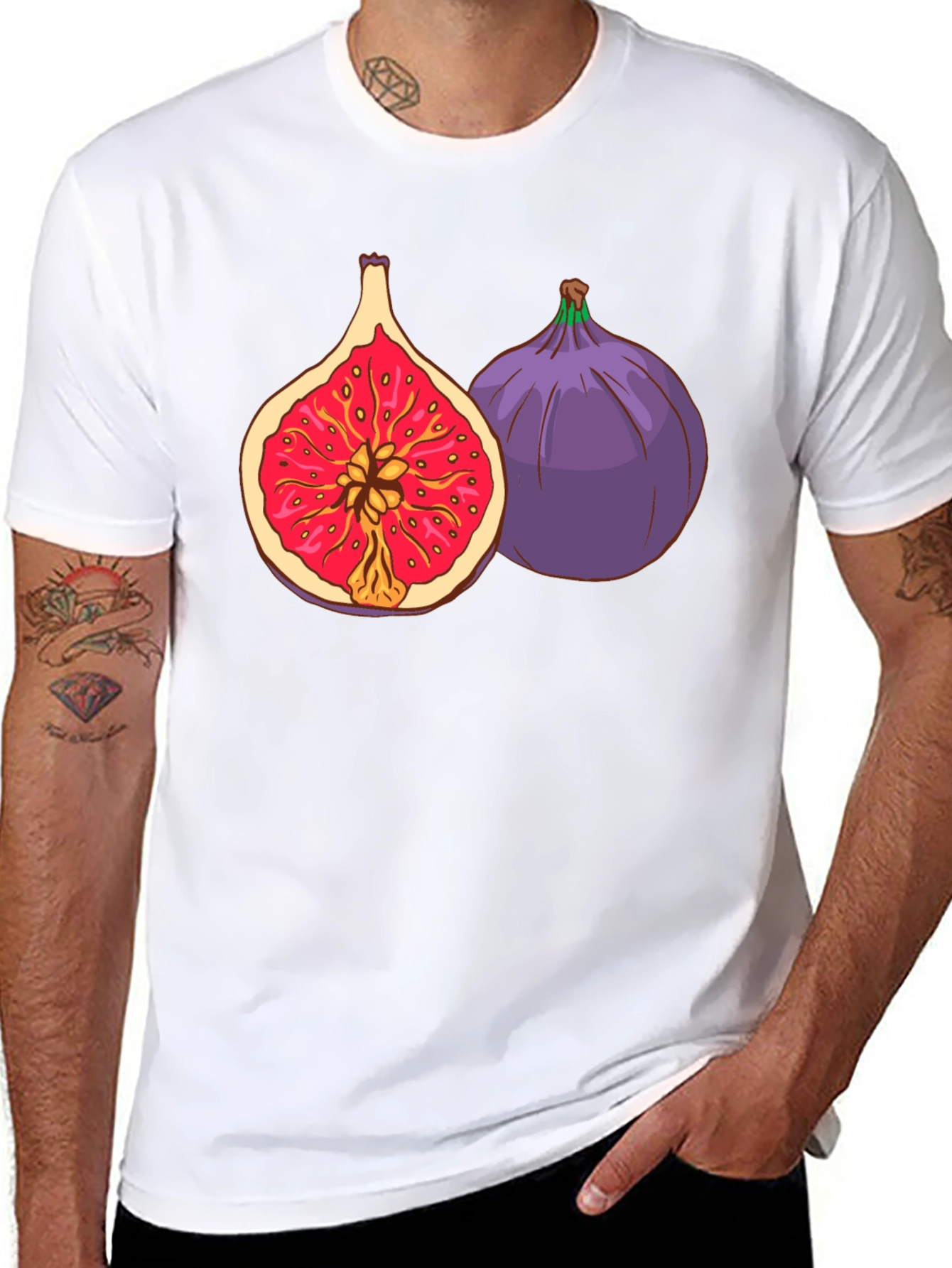 Fig Fruit Graphic Black T-Shirt