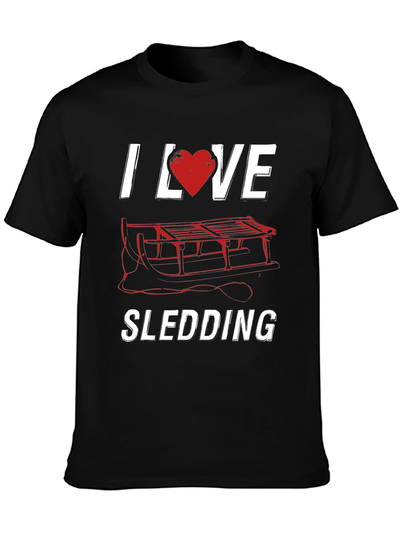 I Love Sledding T-Shirt Winter Holiday Fun