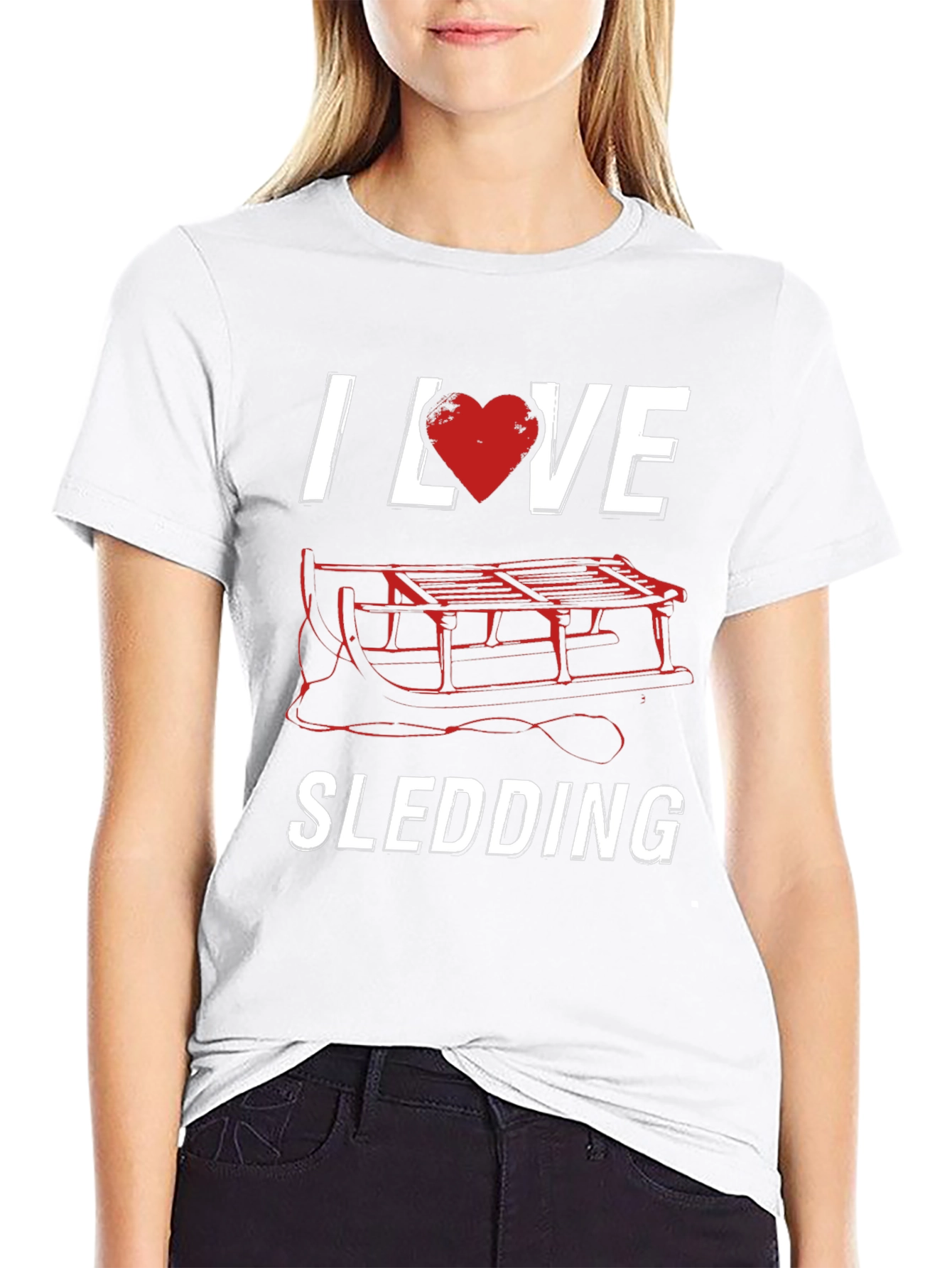 I Love Sledding T-Shirt Winter Holiday Fun