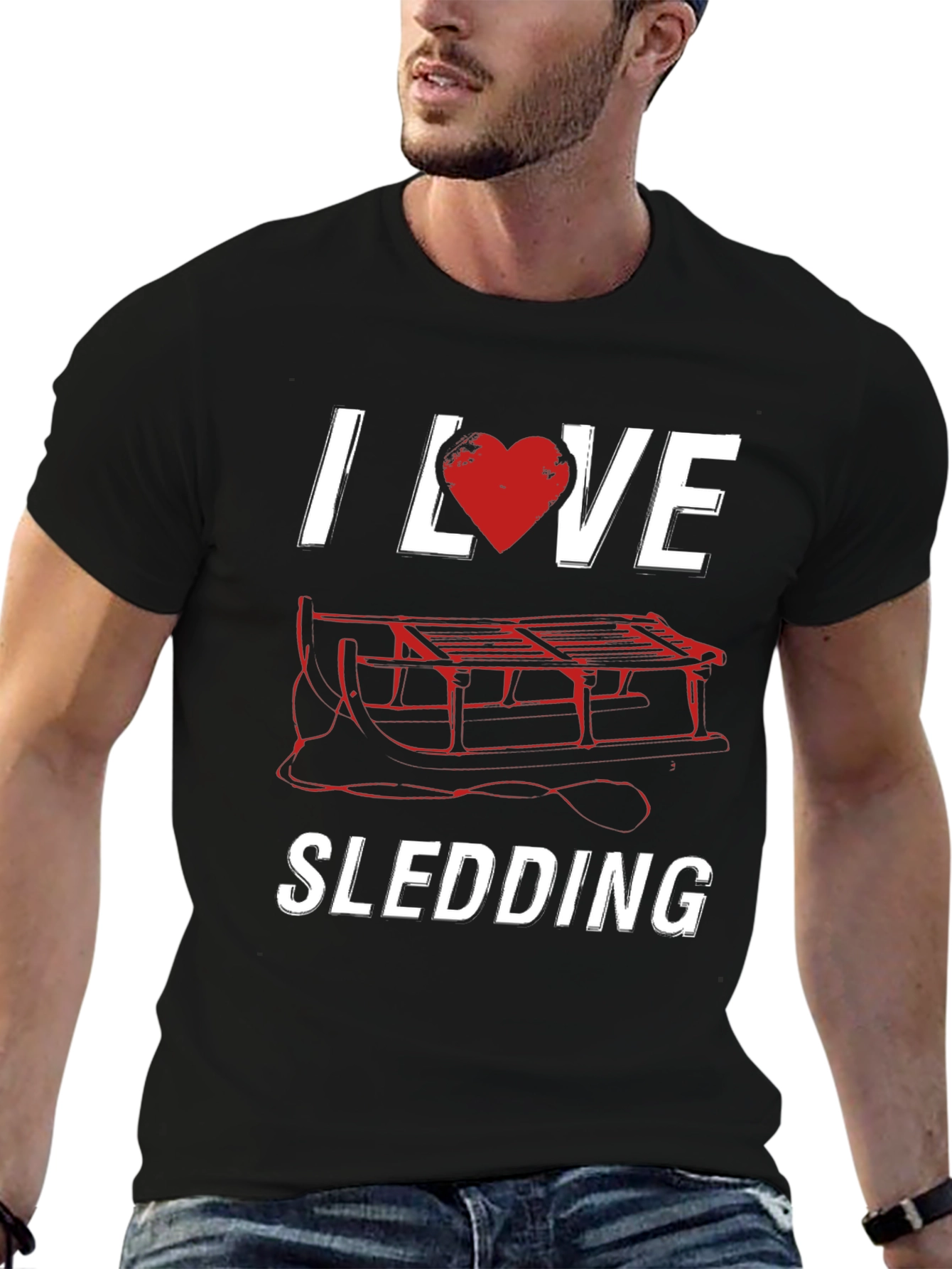 I Love Sledding T-Shirt Winter Holiday Fun