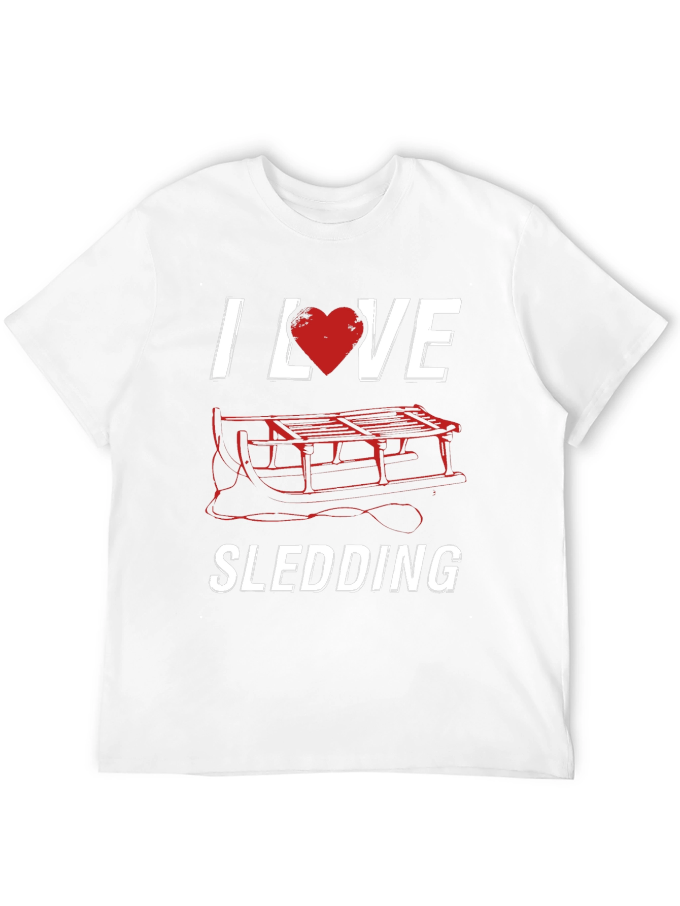 I Love Sledding T-Shirt Winter Holiday Fun
