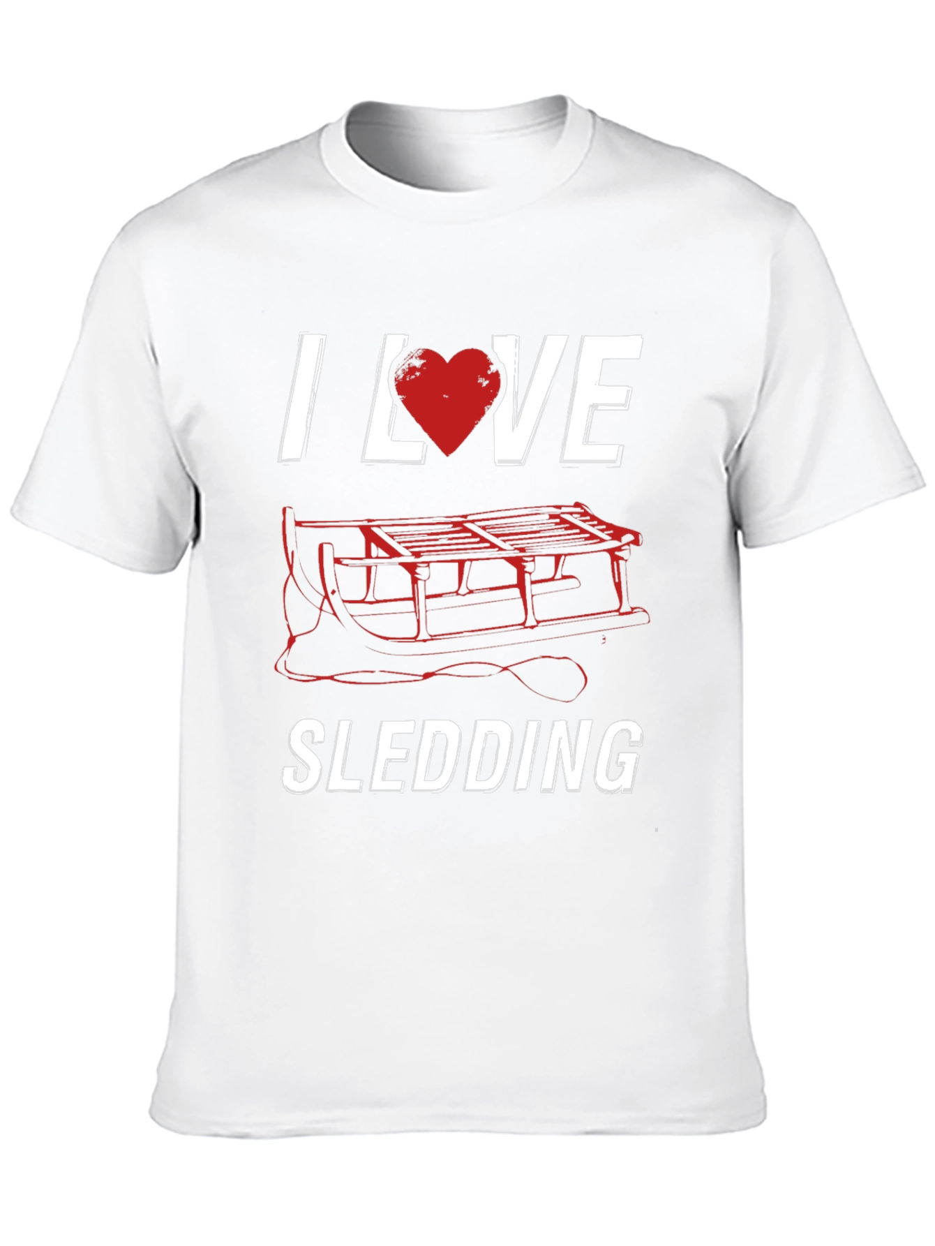 I Love Sledding T-Shirt Winter Holiday Fun