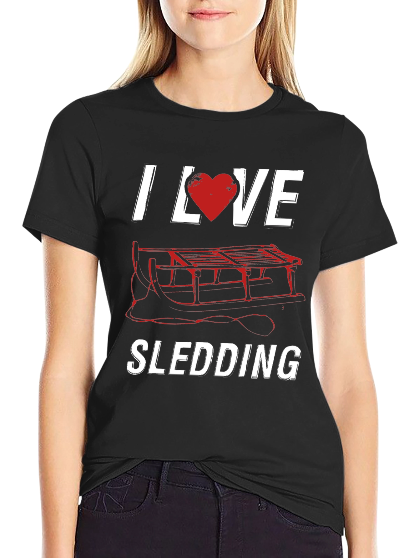 I Love Sledding T-Shirt Winter Holiday Fun