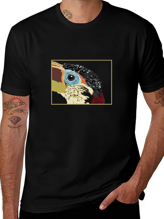Stylish Black T-Shirt with Bird Graphic